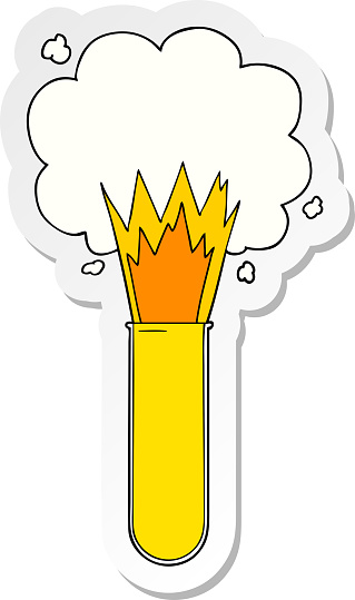 Testube Exploding Sticker Of A Cartoon Exploding Chemicals In Test Tube Stock ...