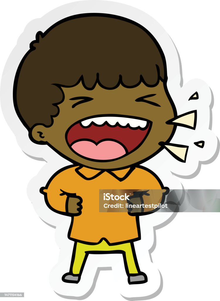 Sticker Risueño Ilustración de Pegatina De Un Hombre Risueño De Dibujos Animados y más ...