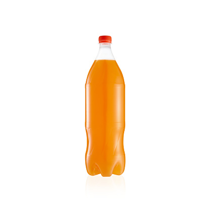 Plastic Bottle Of Beverage On White Background