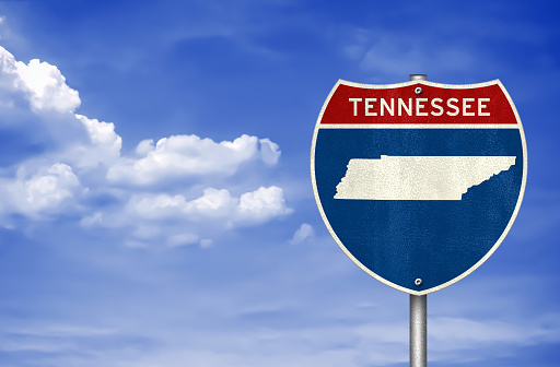 Tennessee state map - road sign