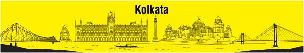 Vector illustration of City of Joy Kolkata, Calcutta, West Bengal, India