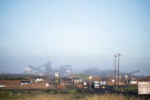 Trucks coming out of coal mine