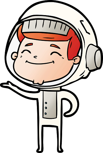 happy cartoon astronaut