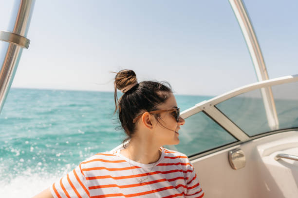 istock Enjoying summer day on the motor boat 1471179846
