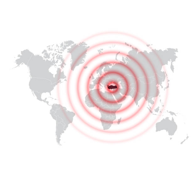 карта мира глобальная турция earthqake белый - tbl stock illustrations