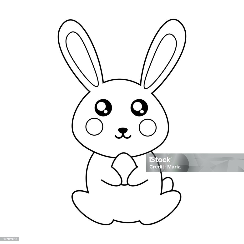 Coloring Paw Rabbit Coloring Page Rabbit Holding An Egg In Its Paws Stock Illustration ...