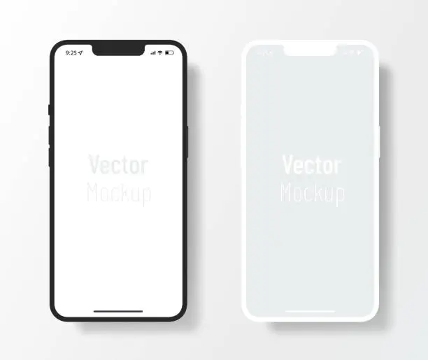 Vector illustration of Minimal design phone mockup similar to iphone template