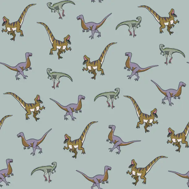 Vector illustration of Dinosaur doodle vector seamless pattern.