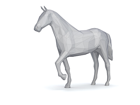 Horse in low poly. Digitally Generated Image isolated on white background