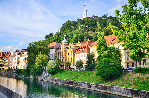 Ljubljanica river in Ljubljana, Slovenia