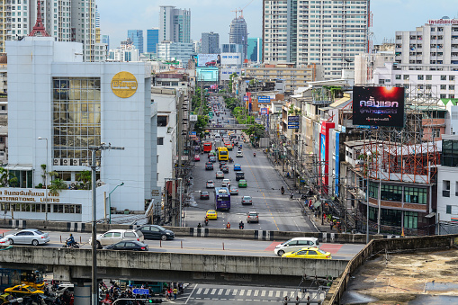 Bangkok, Thailand - Jun 17, 2016. Streets of Bangkok, Thailand. Bangkok is the heart of the country investment and development.