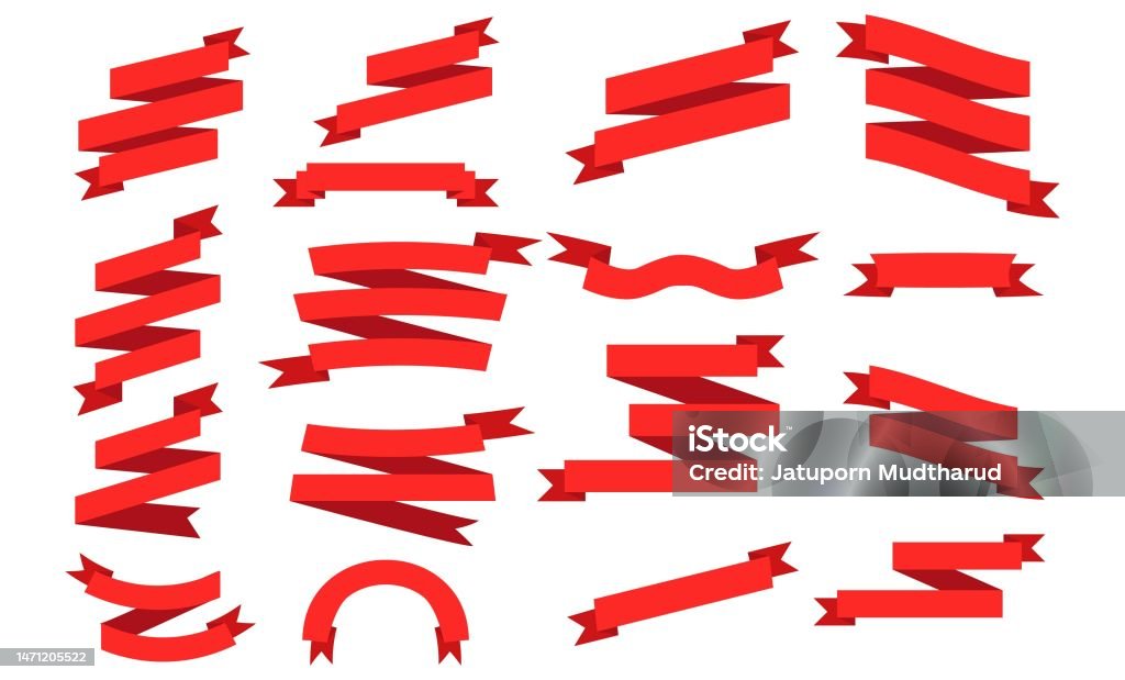 Dynamic Ribbon Shapes Ribbon Banner Sets Dynamic 3d Shapes Red Stock Illustration - Download ...