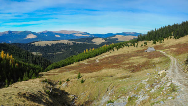 istock Autumn season and sheepfold hut 1471209696