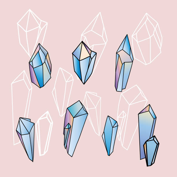 istock Crystals of various shapes. Gems isolated on white background. 1471222079