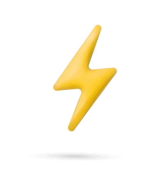 istock lightning stop, danger. Lightning Sign Yellow Color. Realistic 3d design In plastic cartoon style. Icon isolated on white background. Vector illustration 1471223716