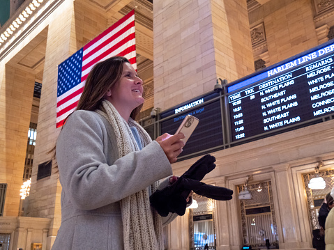 United States, New York City - September 14, 2019: Grand Central Station, is a commuter rail terminal located at 42nd Street and Park Avenue in Midtown Manhattan.
