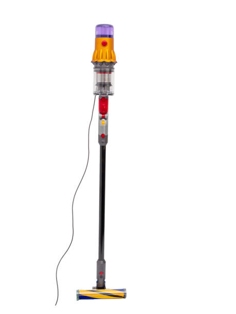 istock Modern cordless vacuum cleaner isolated on white background. Powerful cordless colorful cyclonic dust collection. 1471227520