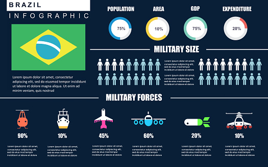 Brasilien Militär Infografik Vorlage Fir Streitkräfte Stock Vektor Art