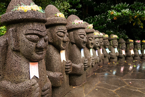 Dol Hareubang stone statues found all over Jeju Island, said to be gods offering both protection and fertility.