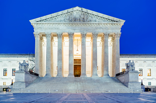 The US Supreme Court Building in Washington DC, USA