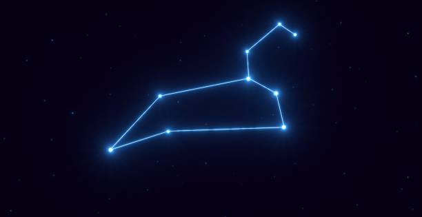 istock Blue Neon Leo Constellation With Stars - 3D Illustration 1471234601