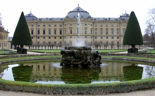 Hofgarten Fountain, in the Court Garden of the Residenz, 18th-century baroque Prince-Bishops Palace, Wurzburg, Germany