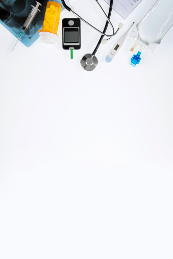 Medical equipments on white background