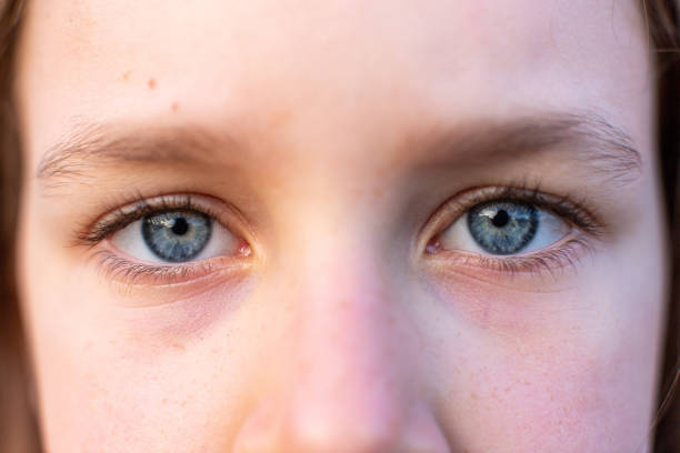 Baby's eyes close-up, blue eye color