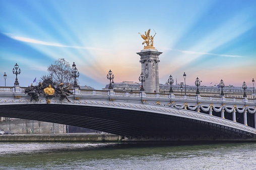 Paris, the Alexandre III bridge on the Seine