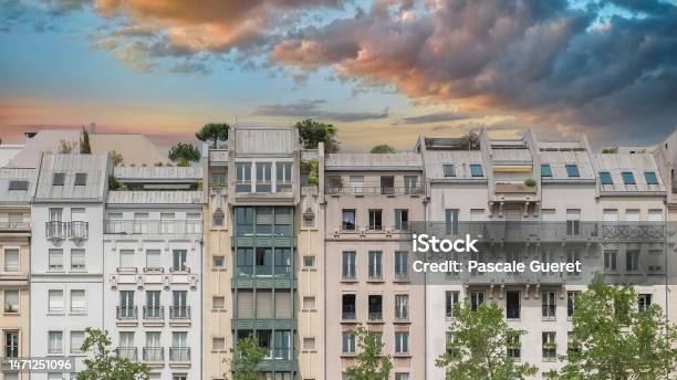 Paris Typical Buildings In The Marais Stock Photo - Download Image Now - Aerial View, Ancient, Architecture