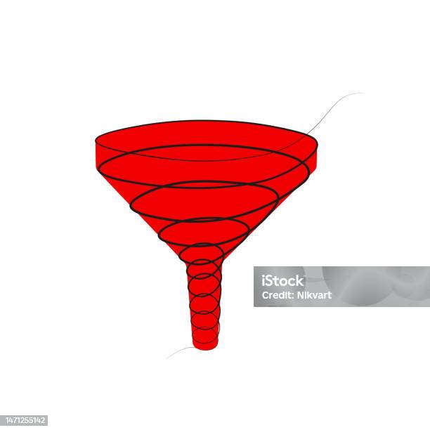 Continuous Funnel Drawing With One Line Vector Image Stock Illustration ...