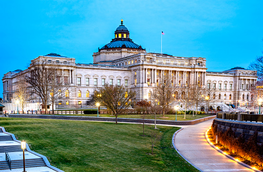 The Thomas Jefferson Building is one of four buildings that make up the Library of Congress.  It sits across from the Capitol and was built in 1897.