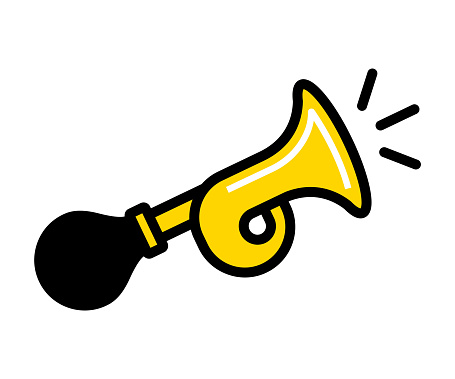icon of a yellow metal horn that emits an unpleasant sharp sound. flat vector illustration.