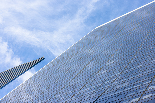 Modern office building facade in Manhattan Midtown, New York, USA