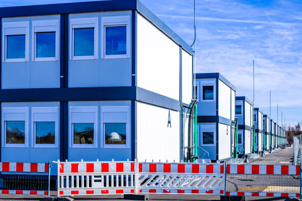 typical modern mobile home container stock photo