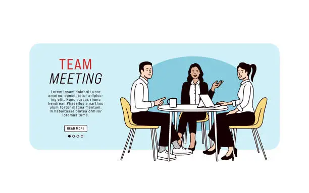 Vector illustration of Group of Business People in a Meeting