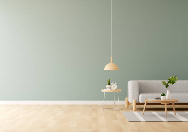 istock Gray sofa in living room with free space for mock up,3D rendering 1471270562