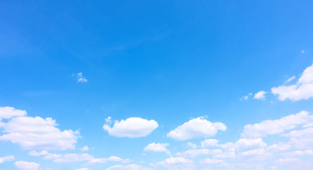 istock Panoramic view of summer blue sky with white clouds 1471271289
