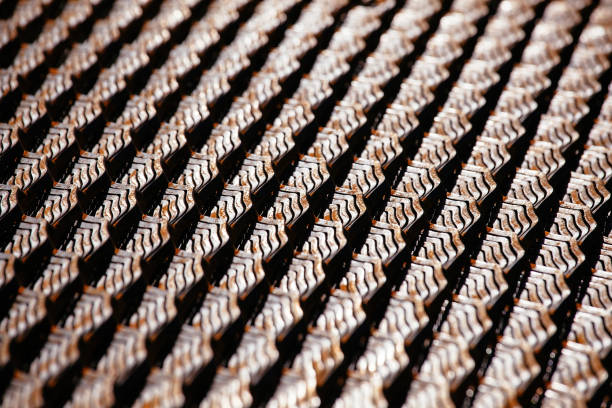 istock Pack of iron grid fence, close up, selective focus 1471272232