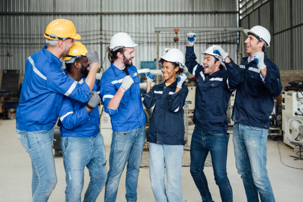 istock Group of successful worker at factory 1471292280
