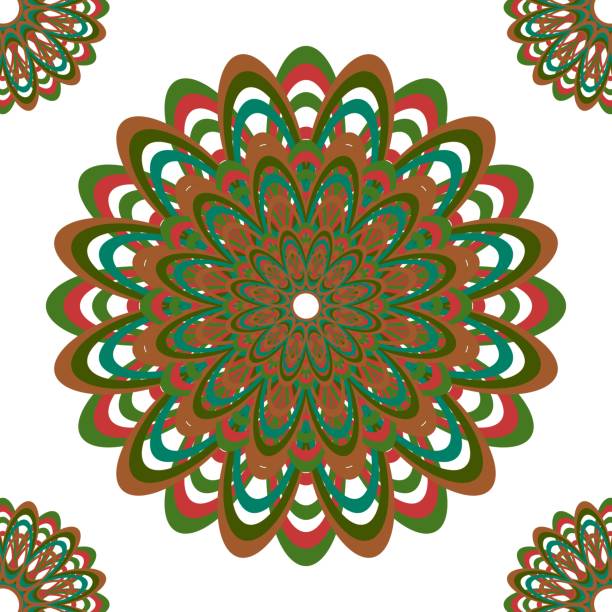 ilustrações de stock, clip art, desenhos animados e ícones de brown mandala motif on white. - henna tattoo indian culture tattoo hinduism