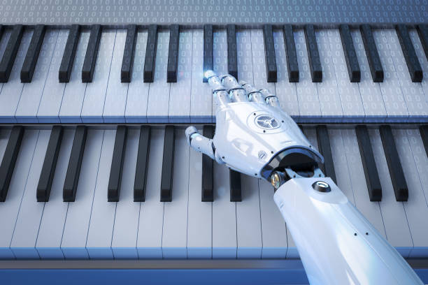 istock Ai music composer or generator with robot play piano 1471299900