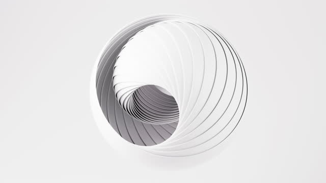 White abstract sphere and curves, 3d rendering.