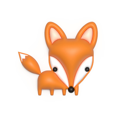 3d cute cartoon fox isolated on white background