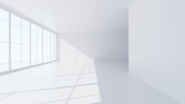 White empty room video, 3d rendering.