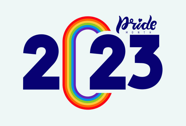 Pride Logo 2023 background with LGBTQ Pride Flag Colours. LGBTQ background banners with gay pride flag 2023 colours. Rainbow gradient wallpaper. Human rights and tolerance. Poster vector card, banner. vector art illustration