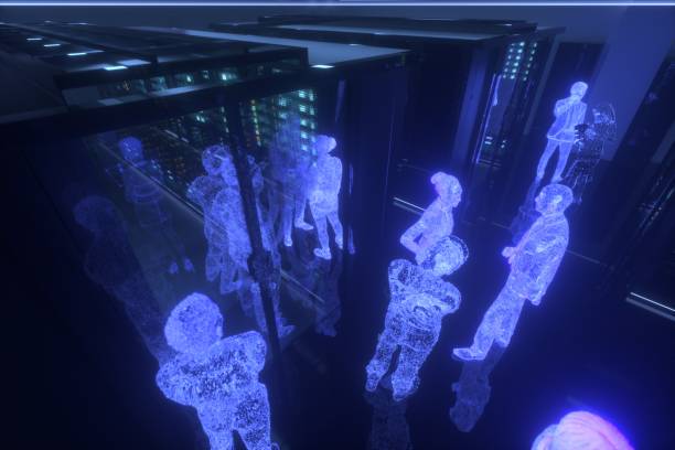 Network servers room Network servers room.3D rendering, mysterious scene. japan supercomputer stock pictures, royalty-free photos & images