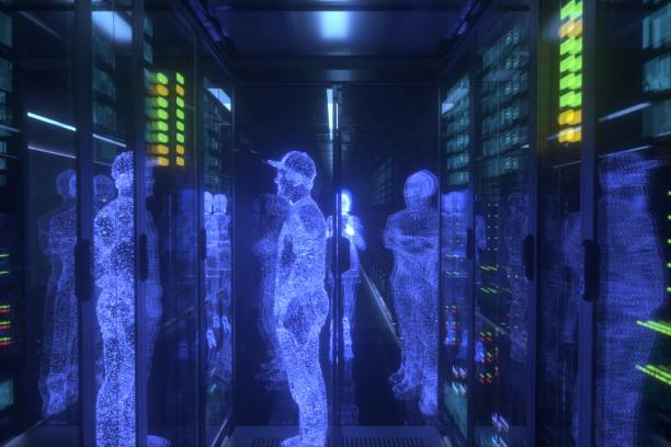 Network servers room Network servers room.3D rendering, mysterious scene. japan supercomputer stock pictures, royalty-free photos & images