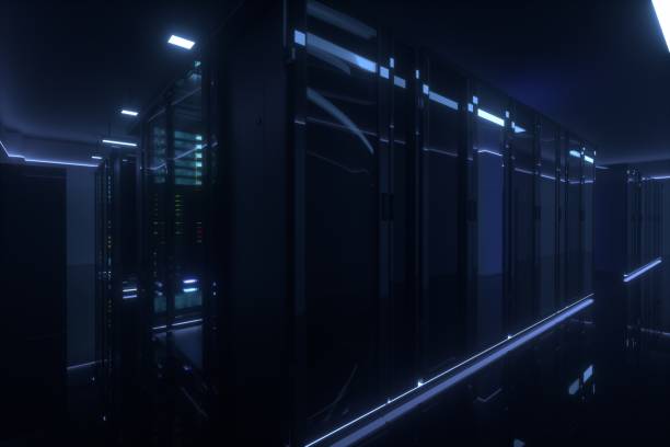 Network servers room Network servers room.3D rendering, mysterious scene. japan supercomputer stock pictures, royalty-free photos & images