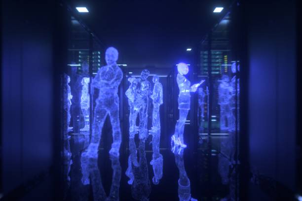 Network servers room Network servers room.3D rendering, mysterious scene. japan supercomputer stock pictures, royalty-free photos & images